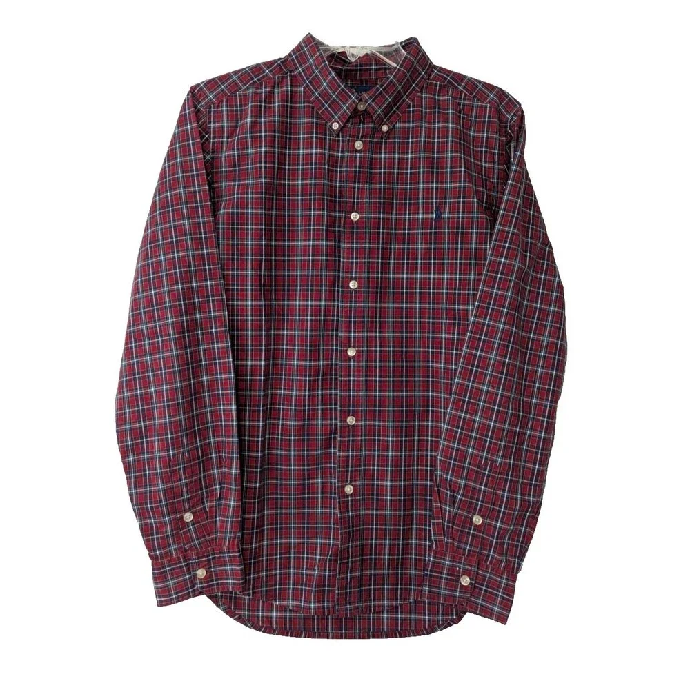 Ralph Lauren Boys' XL Long Sleeve Button Down Shirt  18-20 Red Plaid